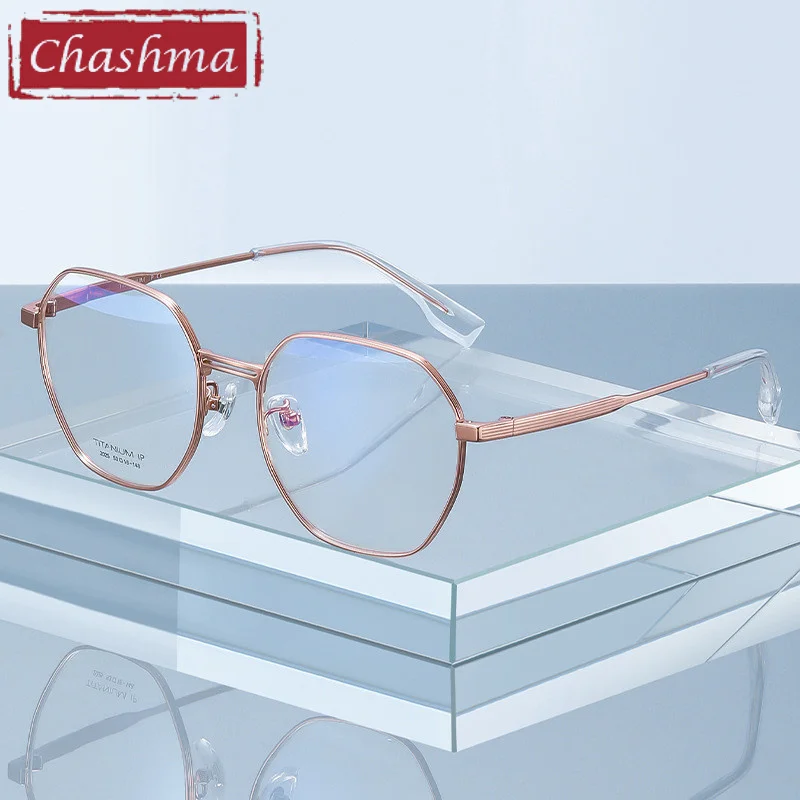 Chashma Frame Women Prescription Glasses Pure Titanium Optical Eyewear Men Spectacles Elegant Octagon Eyeglass Degree Lenses