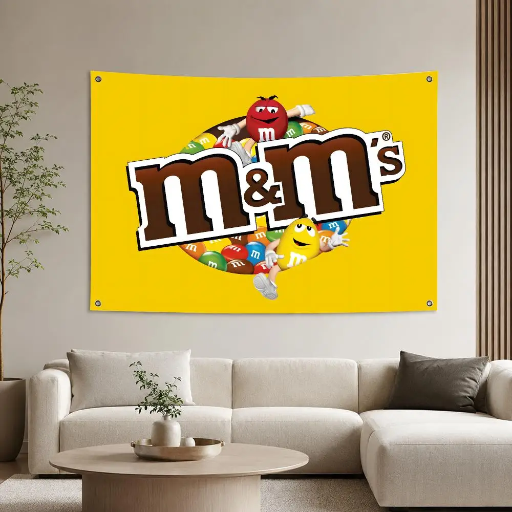 Snack-Klassiker M-M&M's Flaggen Ästhetischer Wandteppich Bedruckter Wandbehang Wohnzimmer Party Outdoor-Dekoration – Detail 3