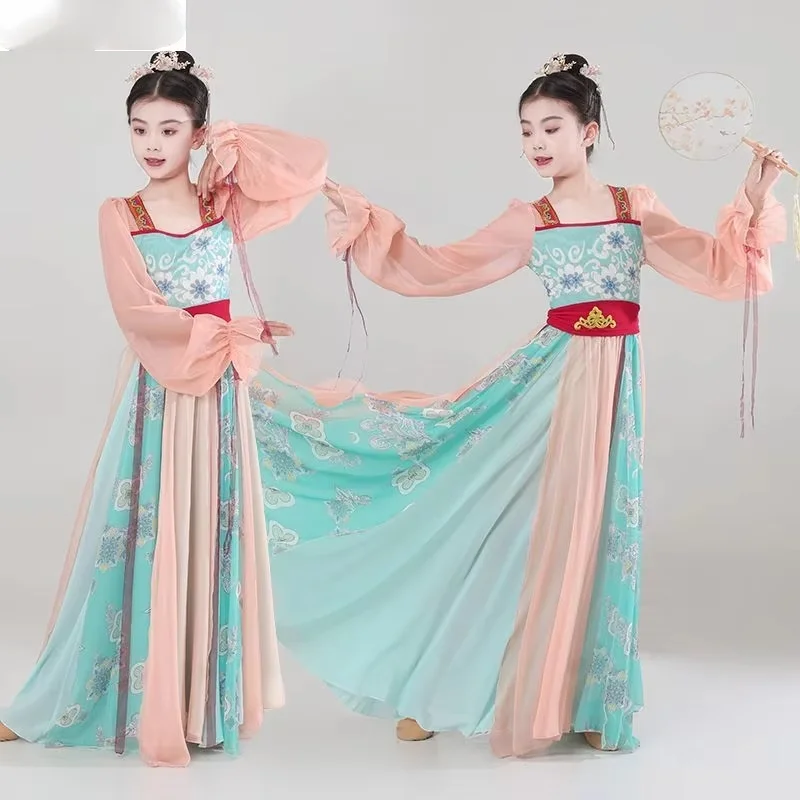 

New Classical Dance Hanfu Girls Spring Autumn Child Costume Dress Flower Girl Tang Princess Dress Traditional Chinese Style Kids