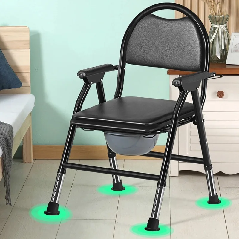 Foldable Toilet Seat Chair Adjustable Soft Adult Commode Portable Heavy Duty For Elderly Pregnant Removable No-Slip Feet