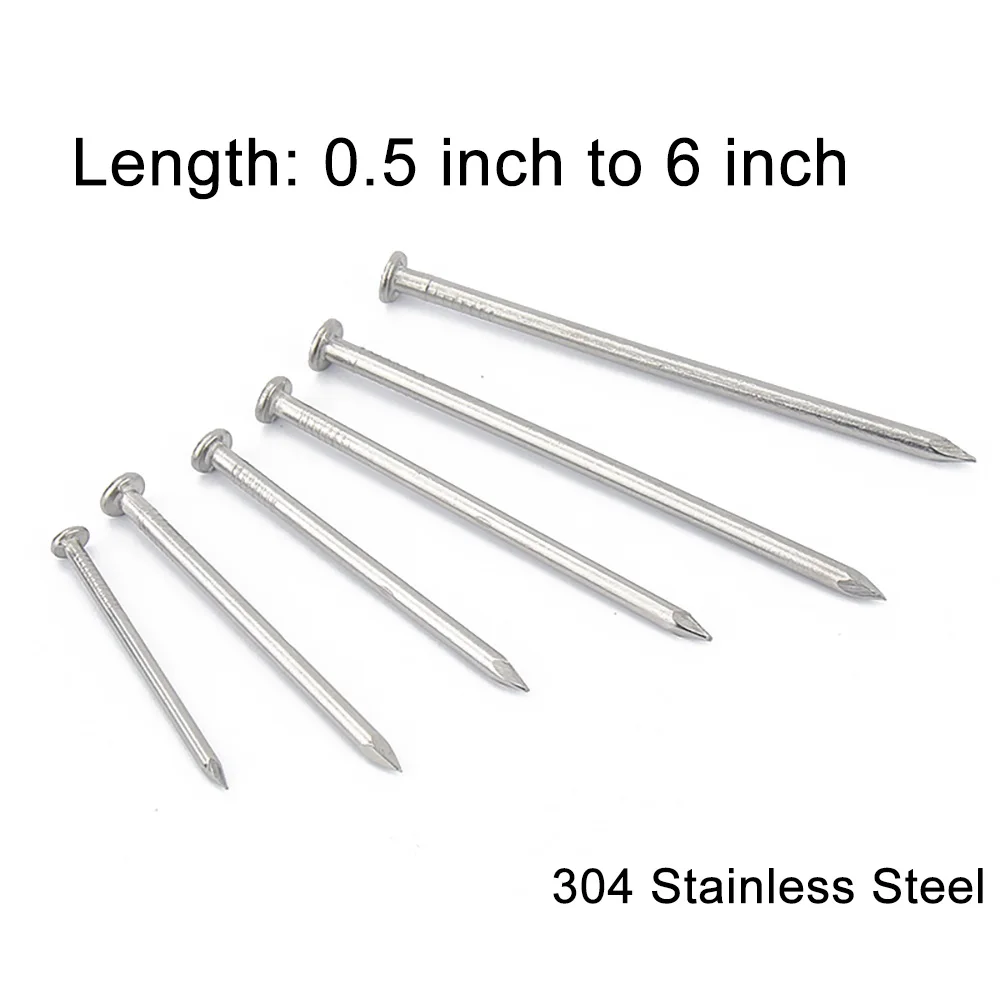 304 Stainless Steel Concrete Nails Cement Wall Woodworking Round Nails Flat Head Elongated Small Nail For Wooden Furniture