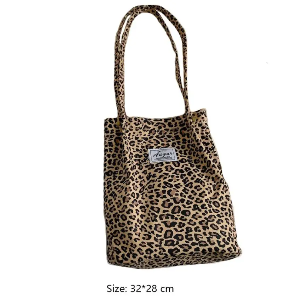 Chic Big Casual Tote Bag Leopard Shoulder Bag Ladies Canvas Bag New Shopping Bag Student Print Handbag