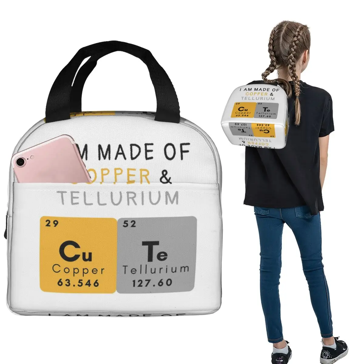 عناصر الجدول الدوري العلوم الكيمياء الكيميائية معزول حقيبة الغداء للنساء الاطفال المحمولة صناديق الطعام صندوق غداء حراري حمل