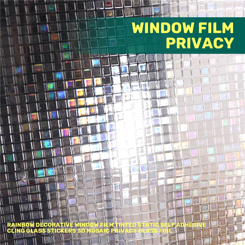 【Venda relâmpago】 Filme decorativo para janela arco-íris, colorido, estático, autoadesivo, adesivos de vidro, mosaico 3d, folha de vidro de privacidade