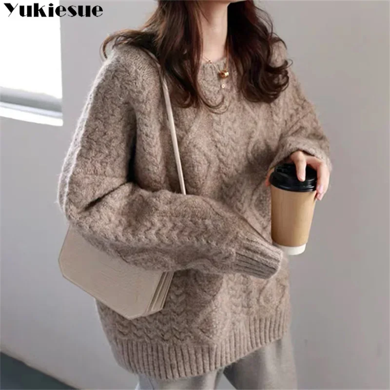 

Women Sweater 2023 Winter Fashion Casual Loose Versatile Sweaters Knitted Loose Knitting Wool Pullover Thick Woman Sweaters