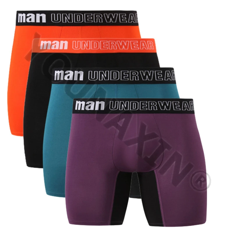 4 sztuka Big Size mężczyźni seksowne majtki bielizna bokserki Bamboo fibre Knickers kolor szwów Homme długie Undies Boy kalesony M L XL 2XL 3XL 4XL