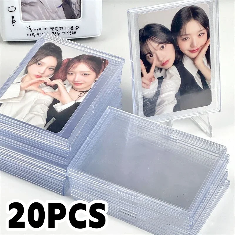 Acrylic Card Holder Transparent Snap on type HD Clear Kpop idol Photo Cards Storage Cover Display Sports Collection Card Sleeve