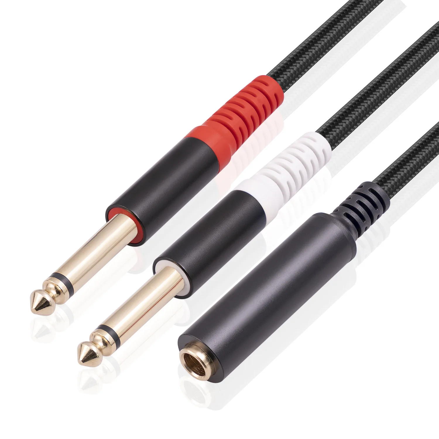 6.35 Stereo F to dual mono 6.35M transfer cable Transfer cable for the sound card broadcast device of the mixer