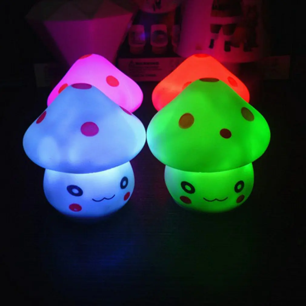 New LED Bright Novelty Lamp 7-Color Changing Mini Lamp Night Light Romantic Mushroom Shape Exquisite Shell Light Cute Lamp Decor