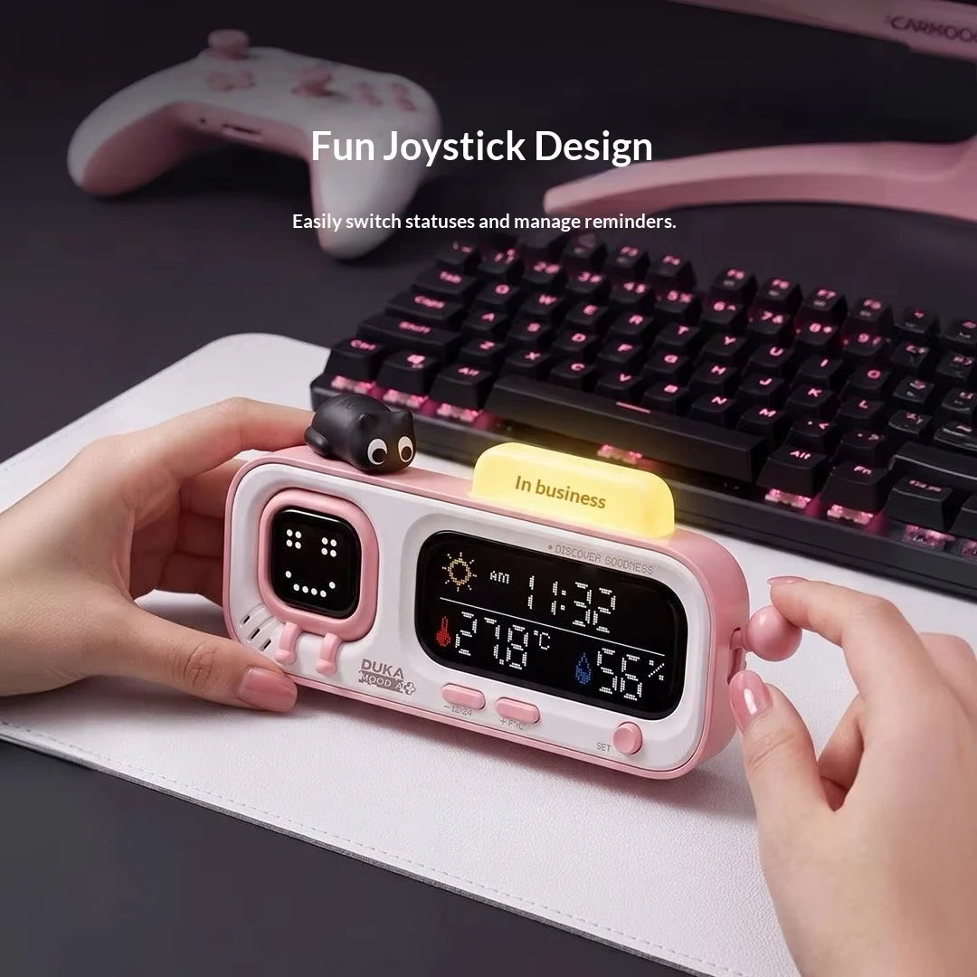 DUKA MOODA Smart Desktop Temperature and Humidity Clock Electric Digital Home Temperature and Humidity Meter Smart Fun Reminder