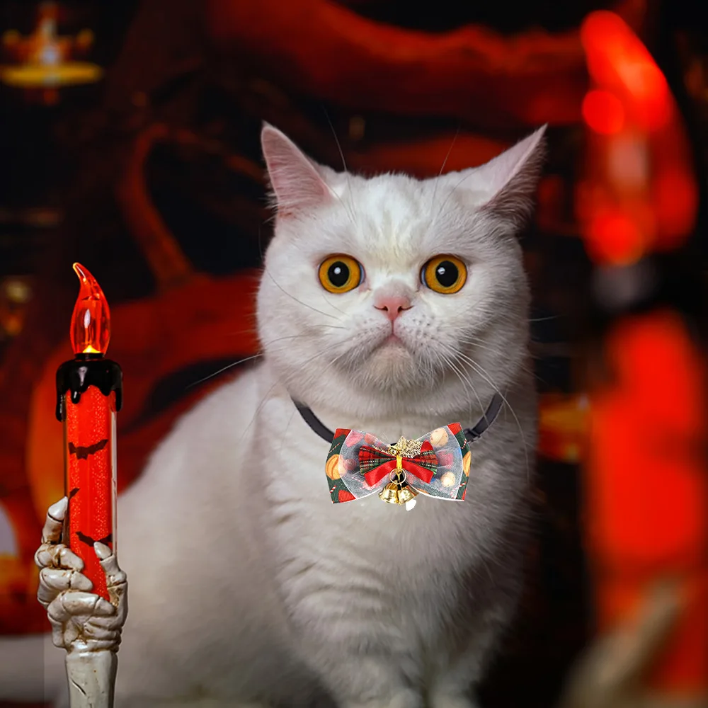 Pajarita navideña para mascotas, Collar de campana de dibujos animados, gato, perro, Papá Noel, alce, novedad