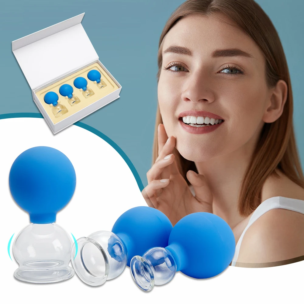 Glass Silicone Cupping Cups Set Face Body Vacuum Suction Massage Cups Anti Cellulite Cans Facial Cupping Jars Health Care Gift