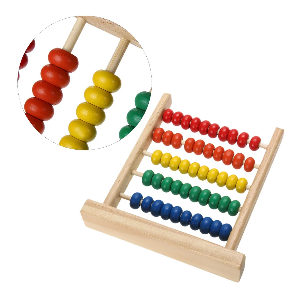 Wooden Abacus Small 5 Rows Bright Colored Beads Early Childhood Educational Learning Counting Frame Intellectual Development