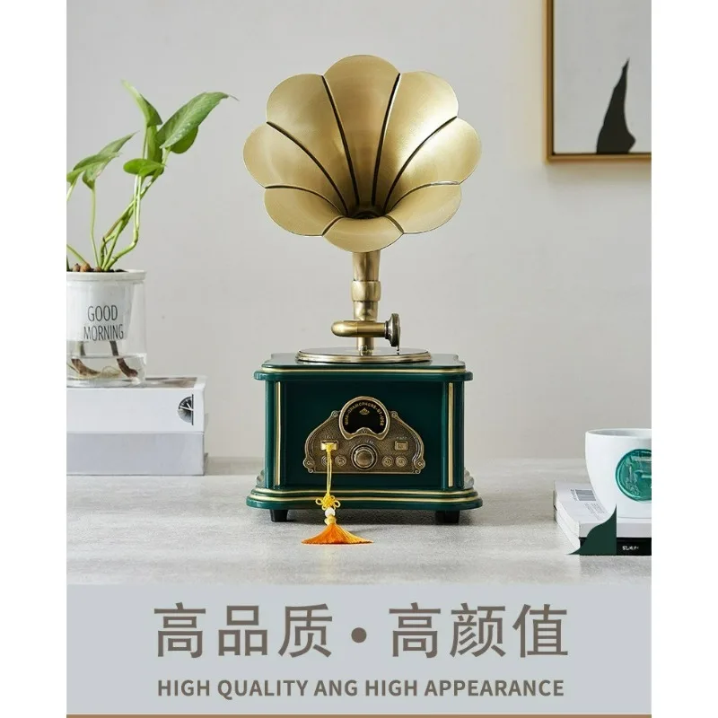 Retro Suitcase Gramophone Speaker - Portable Bluetooth Record Player with Enhanced Bass, Vintage Home Decor & Gift