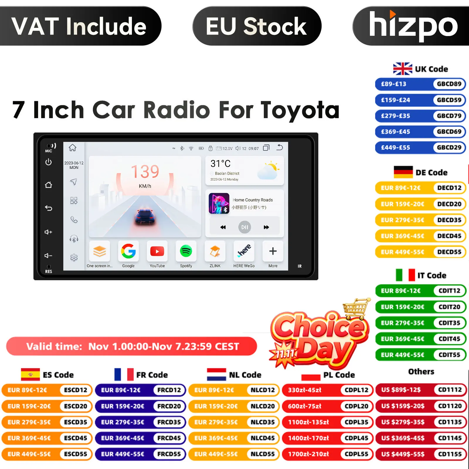 Android Autoradio Car Radio Gps Navigation Universal 7Inch Stereo Wifi 2Din For Crown Allion Auris Hiace Celica Highlander Yaris