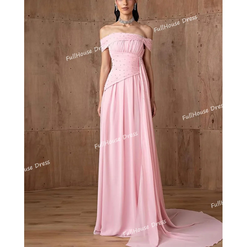 Изящное плиссированное вечернее платье трапециевидной формы с открытой спиной и воротником-лодочкой на заказ, вечернее платье длиной до пола с бисером и скользящим шлейфом