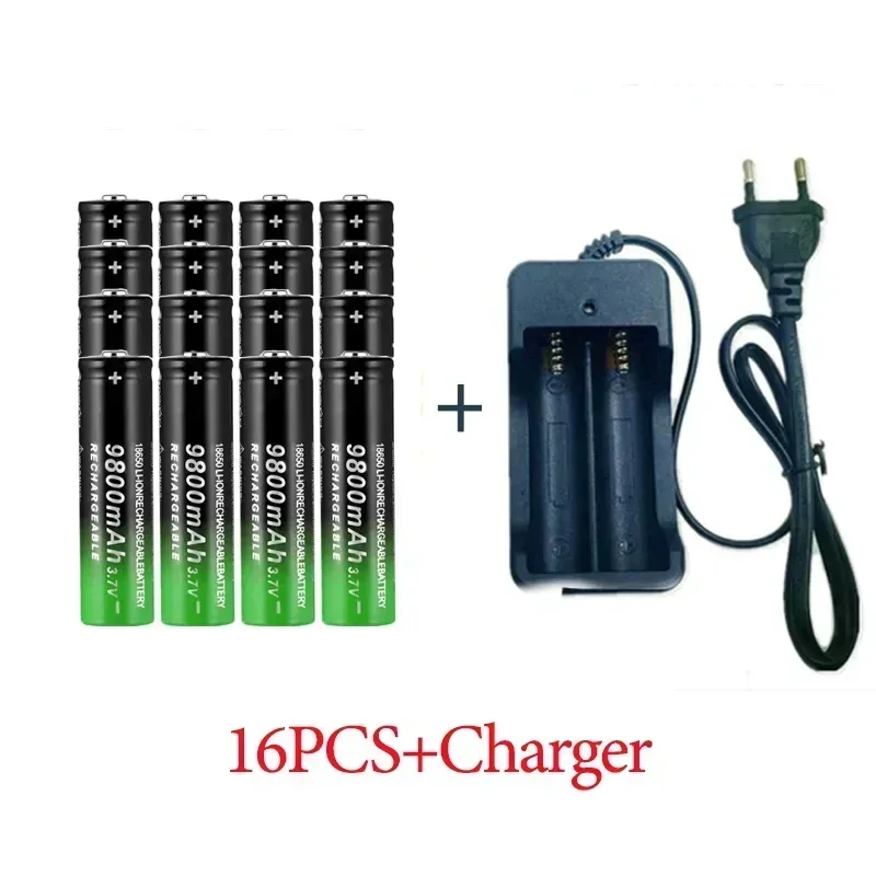 18650Battery Rechargeable Battery Best-selling 3.7V9800mAh+Charger Capacity Li-ionRechargeableBattery for Screwdriver Calculator