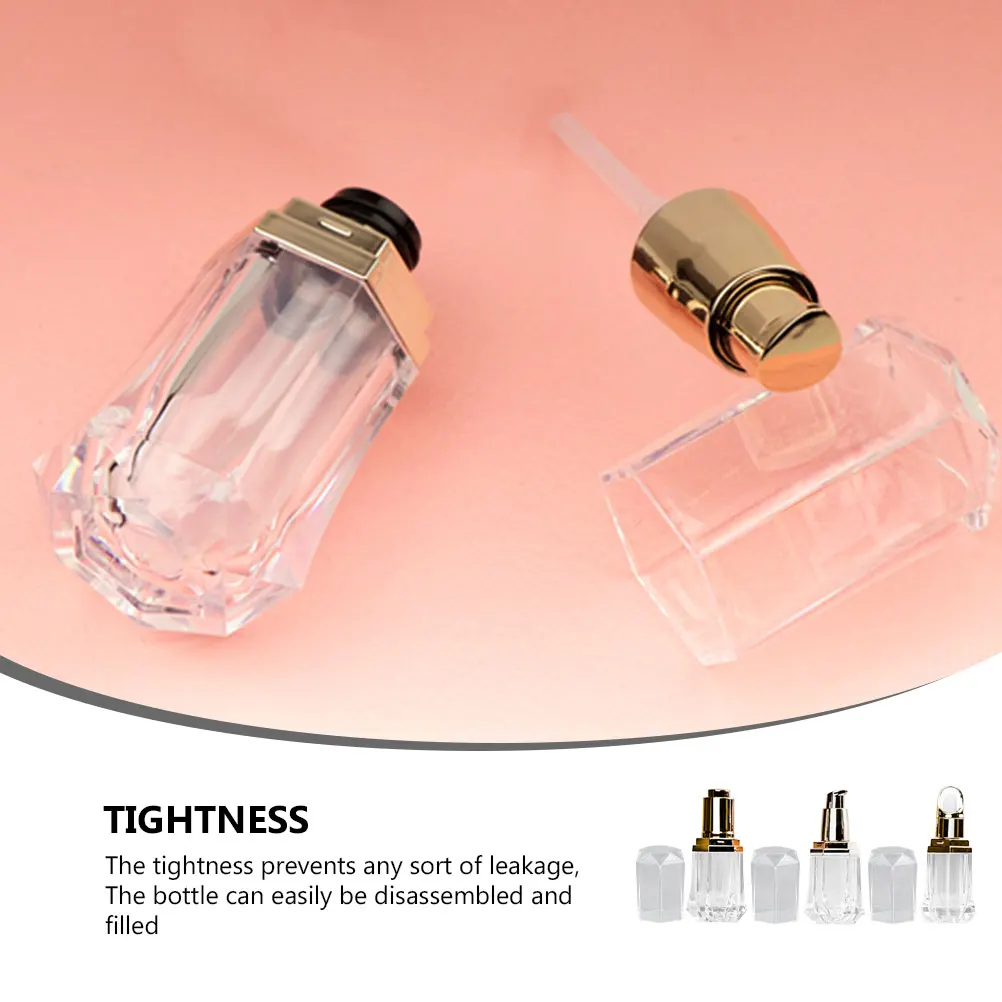 

3 Pcs Squeeze Bottle Small Glass Craft Bottles Cosmetics Sub Package Acrylic Refillable Essential Oil Vacuum Multipurpose