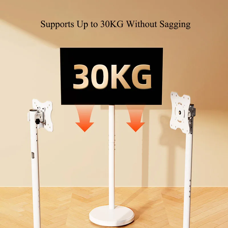 Mobile Floor TV Stand with Hidden Casters Height Adjustable Monitor Floor Mount 360° Rotation Fits 10-43 Inch Screen 30KG Load - view 6