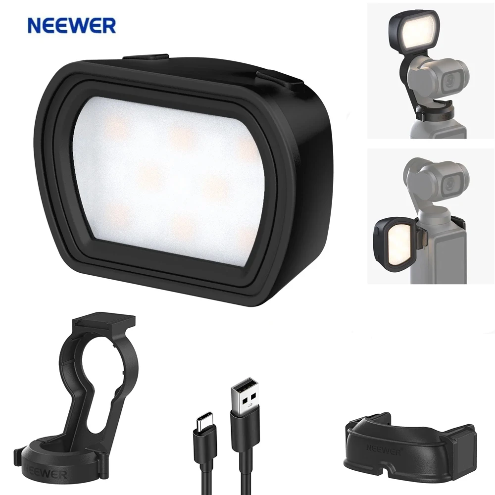

Магнитный дополнительный светильник NEEWER для DJI OSMO Pocket 3, перезаряжаемый пластиковый мини-светодиодный фонарь для видеосъемки и влогов