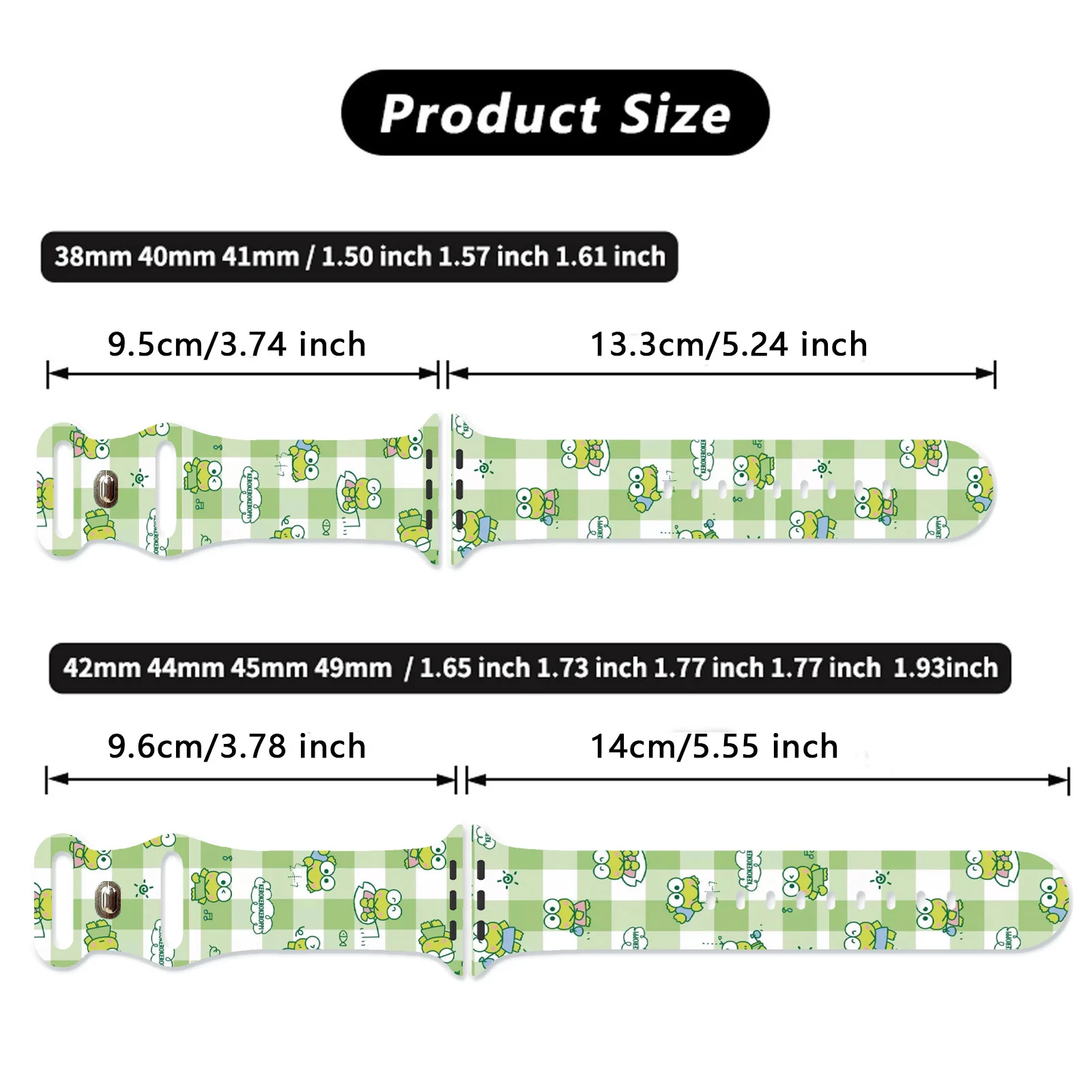 Sanrio Keroppi Series Print Strap for Apple Watch 11 10 9 SE Silicone Band Replaceable Watchband for iWatch 46mm 42mm 41mm 40mm