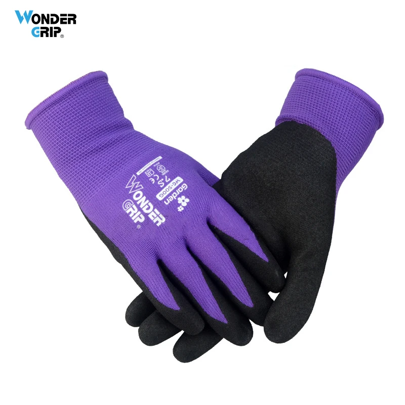 wonder grip safety gardening work gloves nitrilo palm coating 13 gauge nylon lining resistente a abrasao anti slip 12 pares 01