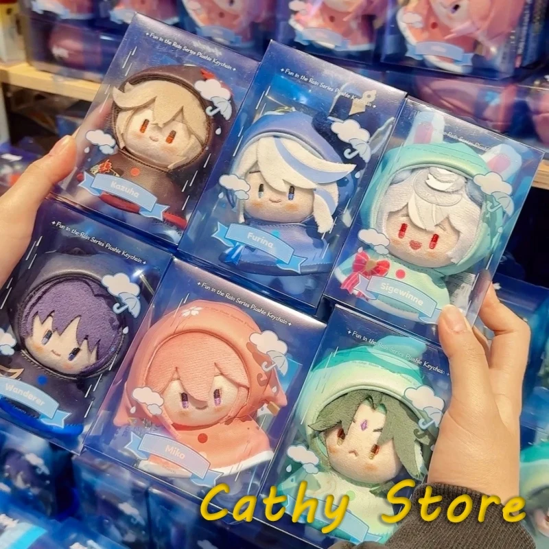 Подлинная серия Genshin Impact Fun In The Rain, плюшевая кукла, кулон, игровая фигурка Xiao Furina Wanderer Kazuha, милый декор, подарки