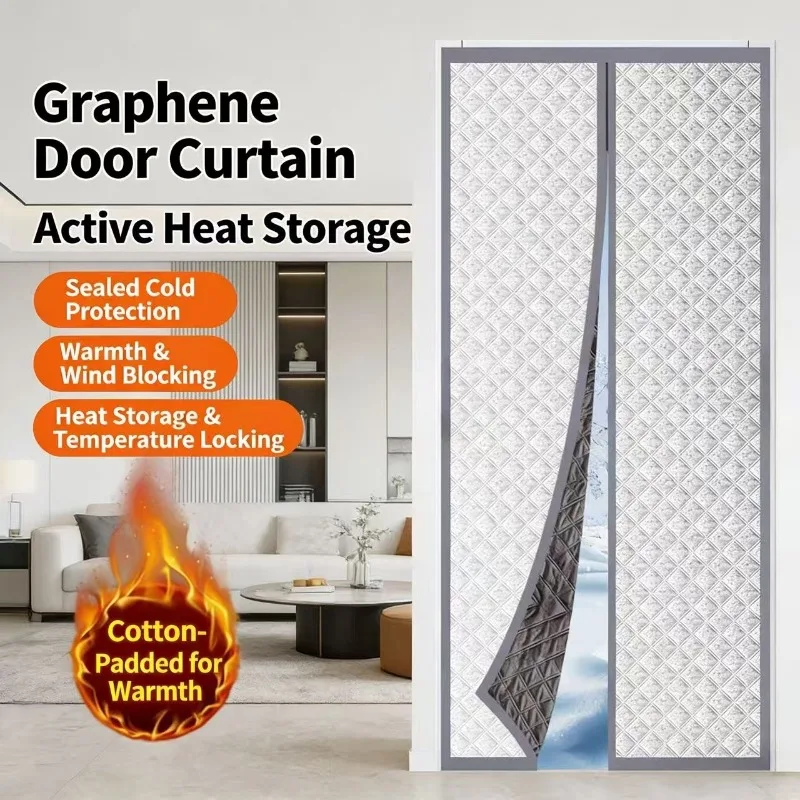 Winter Magnetic Cotton Door Curtain, Thickened, Warm, Windproof, Partition Curtain, Soundproof, Cold Proof, Blackout Curtain