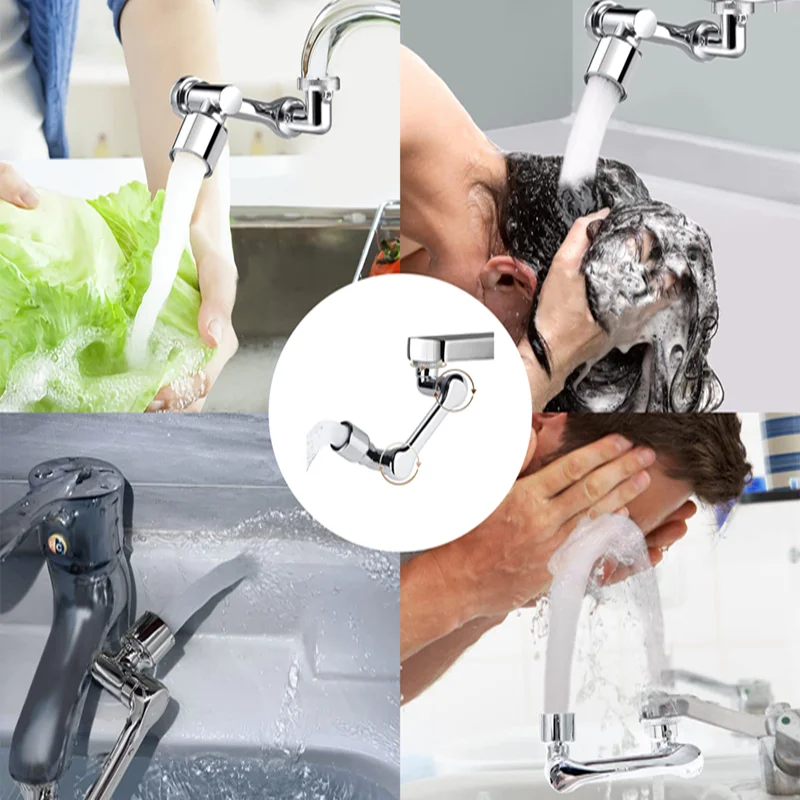 Multifunction 1080° Rotary Extender Faucet Aerator Robotic Arm Plastic Splash for Sink Kitchen Washbasin Faucets Bubbler Nozzle