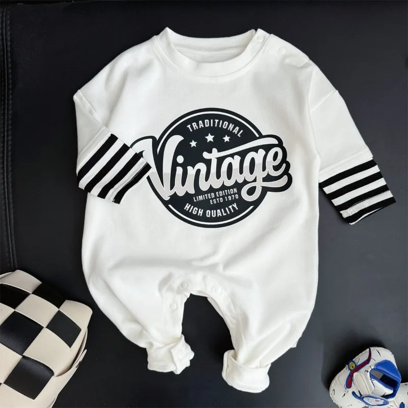 ZOETOPKID Newborn Baby Boy Jumpsuit and Denim Vest Hat Handsome Gentleman Clothes Spring and Autumn Long Sleeve Rompers