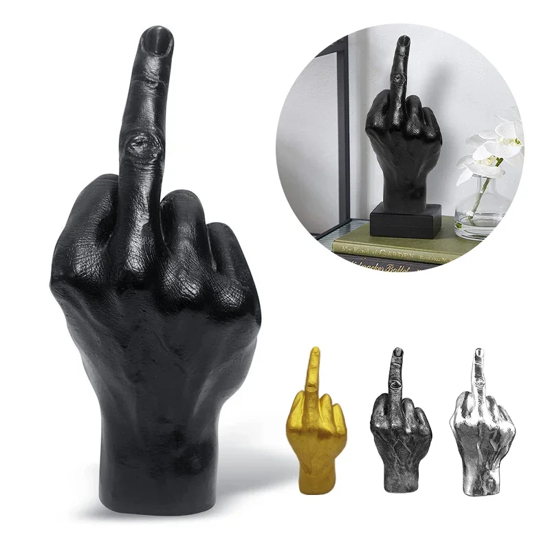 Resin Ornaments Of Middle Finger Statue Upright Middle Finger Arts Crafts Desktop Gesture Figurine Sculpture Living Room