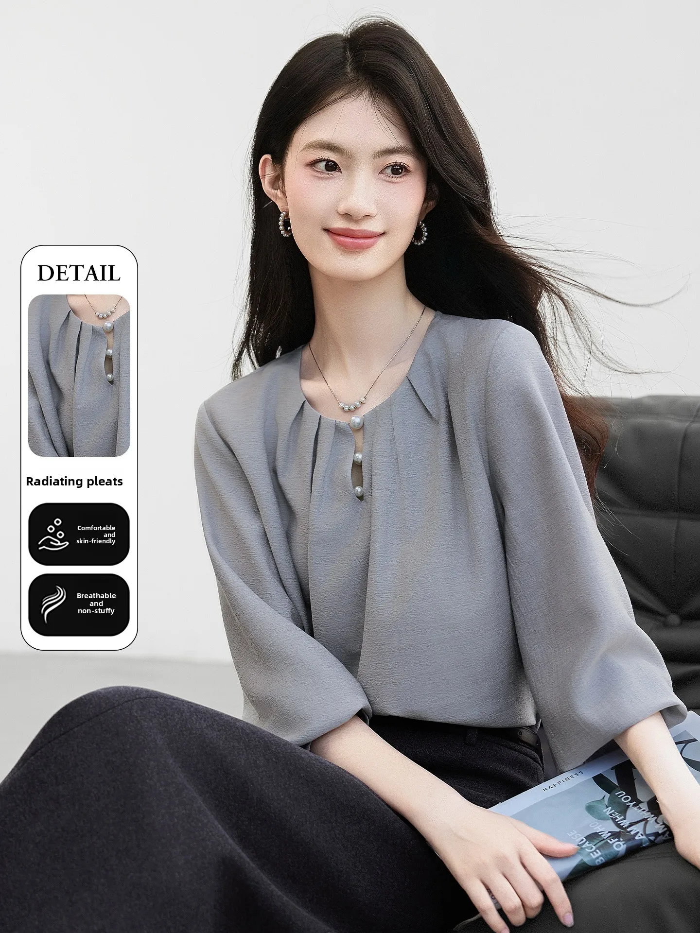 

Женская футболка Ele Long Sve для повседневной носки, свободного кроя, из дышащего полиэфирного волокна, с круглым вырезом, для ношения под одеждой