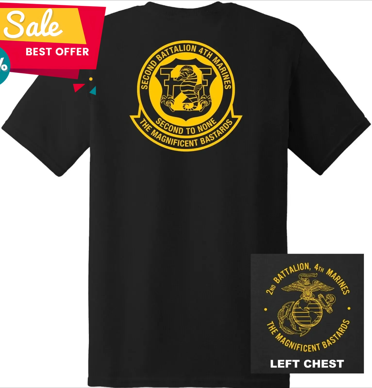 

US Marine Corps 2nd Battalion 4th Marines Regiment T-Shirt 100% Cotton O-Neck Short Sleeve Summer Casual Mens T-shirt Size S-3XL