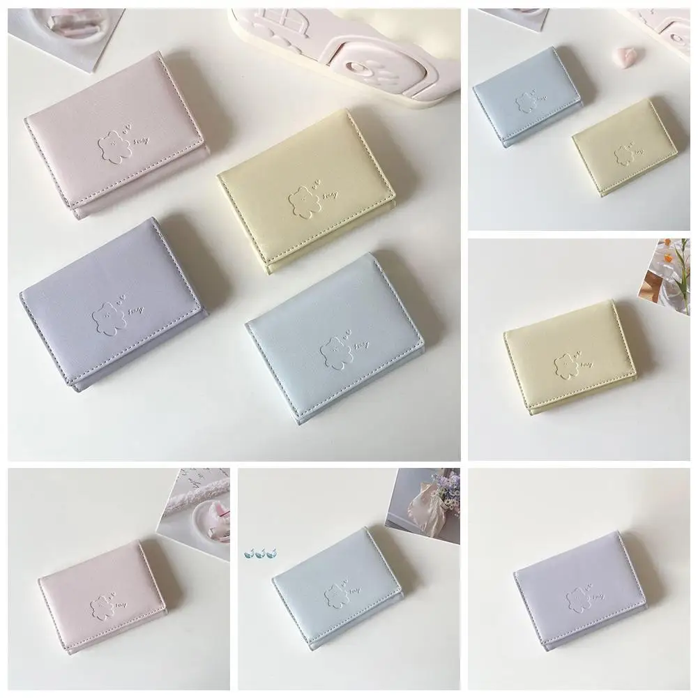 인스 스타일 테디 베어 지갑, 심플하고 부드러운 색상 구성표, 신선한 한국 다기능 짧은 학생 제로 카드 지갑 클립, 새로운