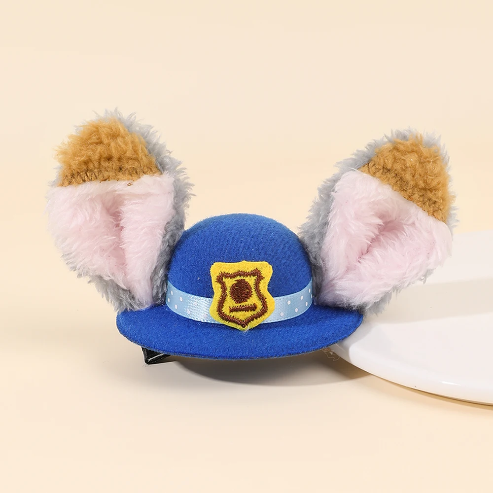 

Пасхальная милая заколка для волос в виде полицейской кепки, плюшевая заколка с кроличьими ушками, мультяшный аксессуар для волос, головной убор, подарок для девочек на вечеринку