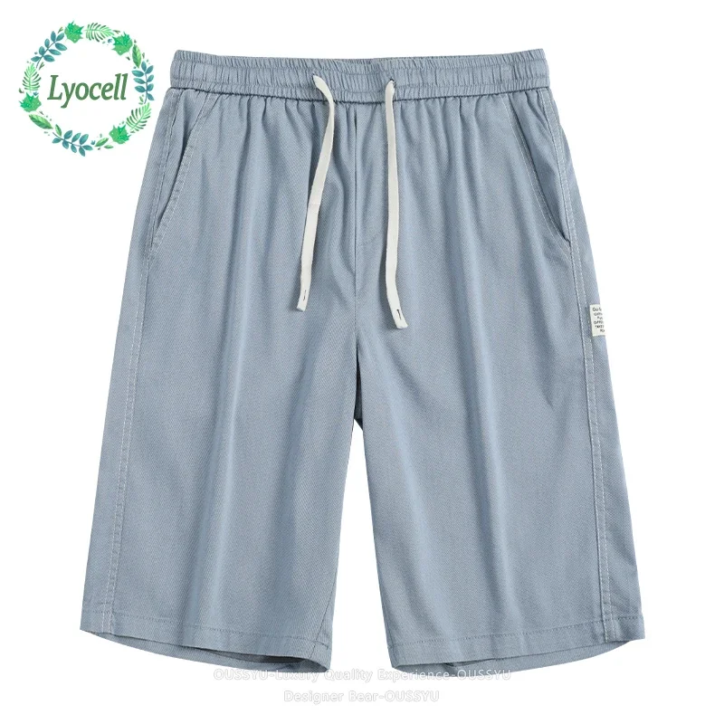

High Quality Brand Clothing Men's Denim Shorts Summer Lyocell Fabric Casual Loose Straight Cargo Bermuda Short Pants Male