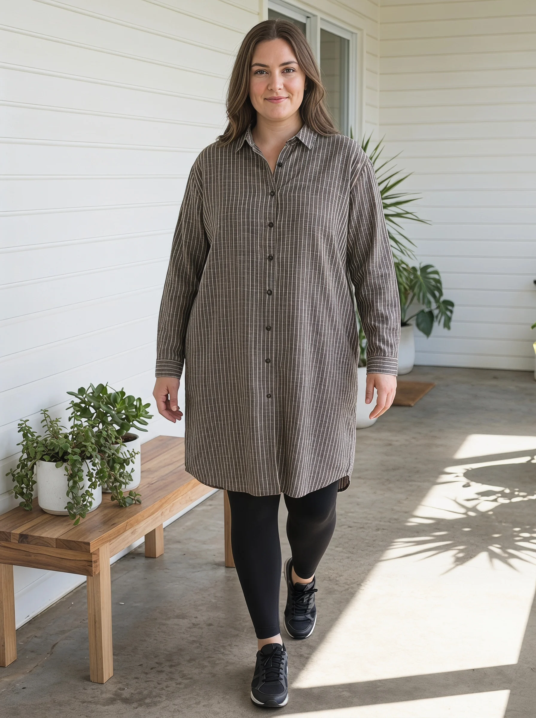 Rosa Fera Plus Size Women Long Striped Button Down Shirt Dress Collared Long Sleeve Loose Casual Longline Top image 3