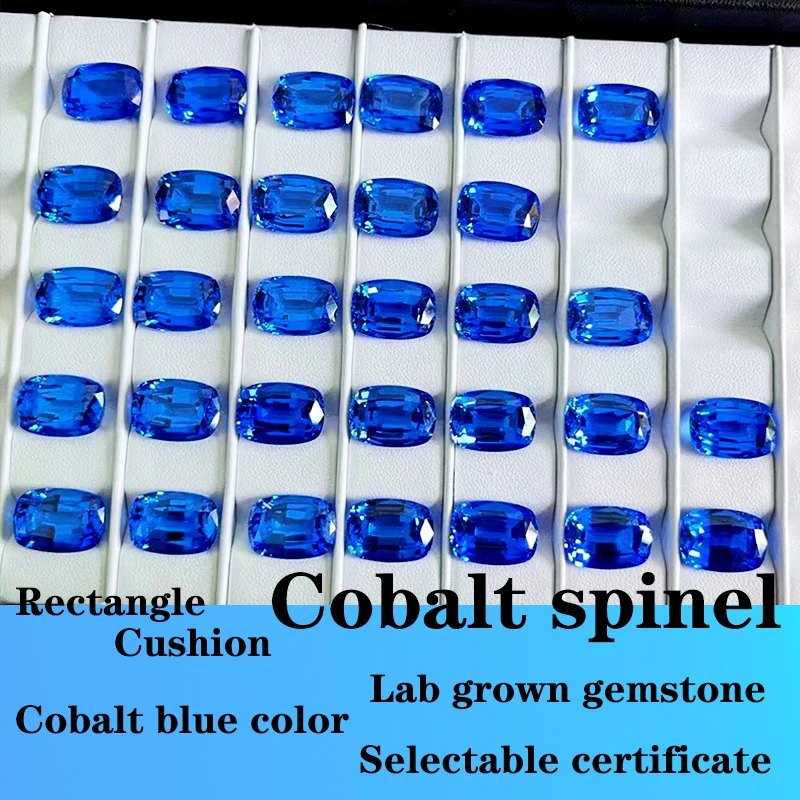 Cobalt Spinel Artificial Gemstones Rectangle Cushion Shape with Certificate Multiple Shapes Selectable