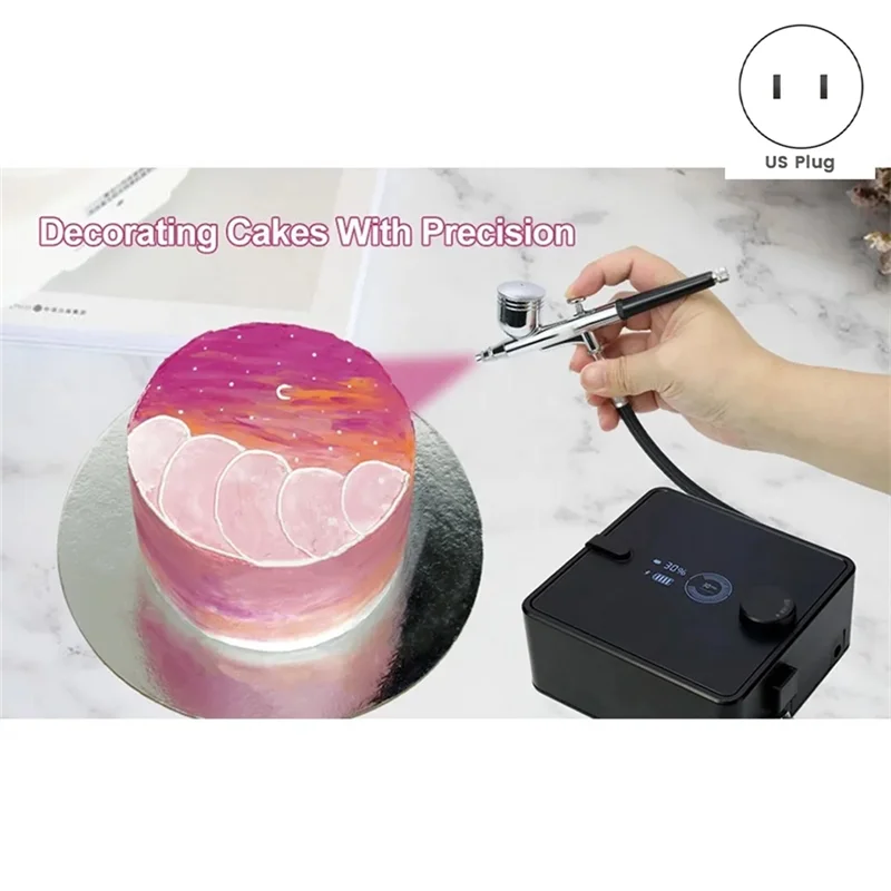 ชุดแอร์บรัชแบบชาร์จไฟได้ ABFI แบบสองหัวฉีด พร้อมปั๊มลมและไฟแสดงสถานะแบตเตอรี่ สำหรับแต่งหน้า ระบายสี ทำเค้ก และตัดผม