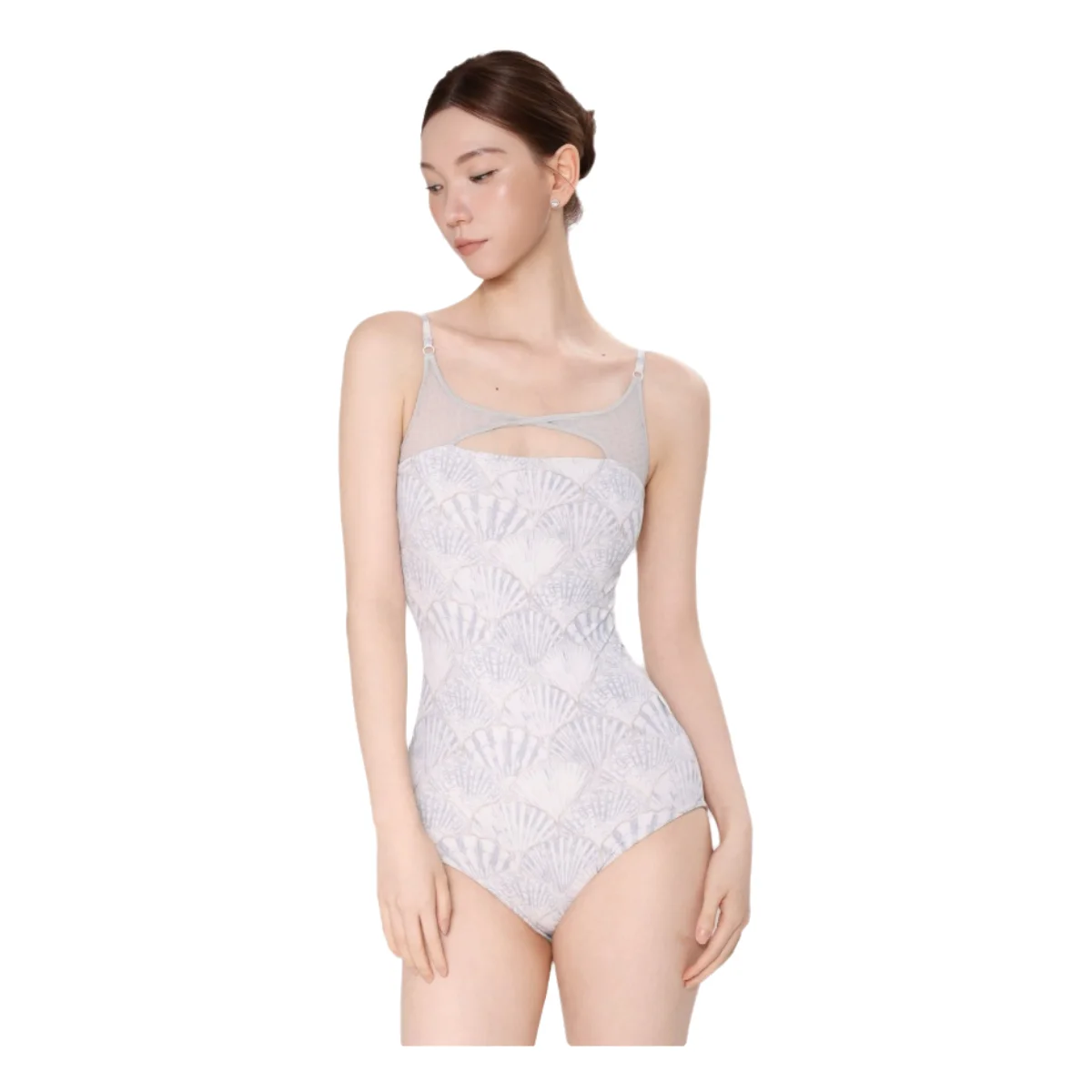 Ballet Leotard for Women Practice Mesh Straps Shell Printed Gymnastics Dresses Adult Air Yoga Costumes