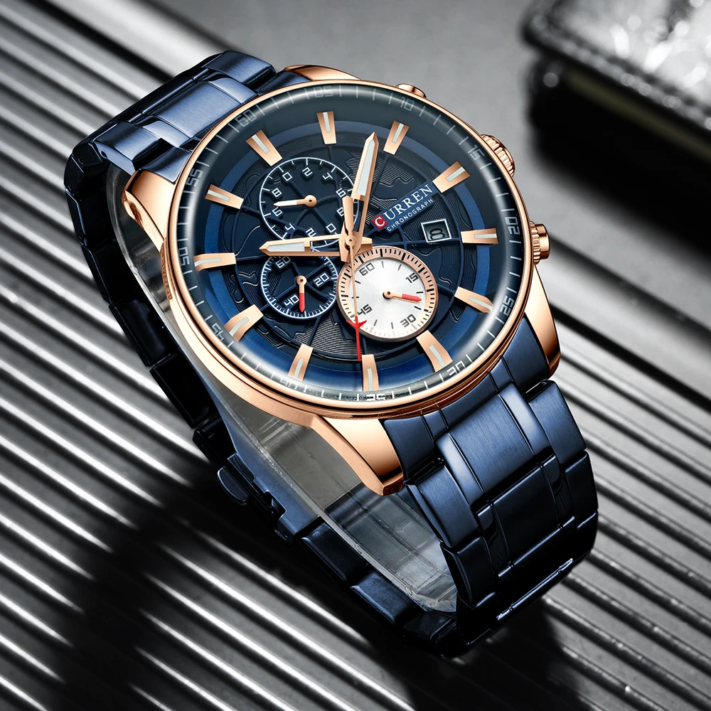 Curren 8362 Men Watch Business Stainless Steel Quartz Casual Fashion Wristwatch 6-Hand Luxury Relogio Masculino