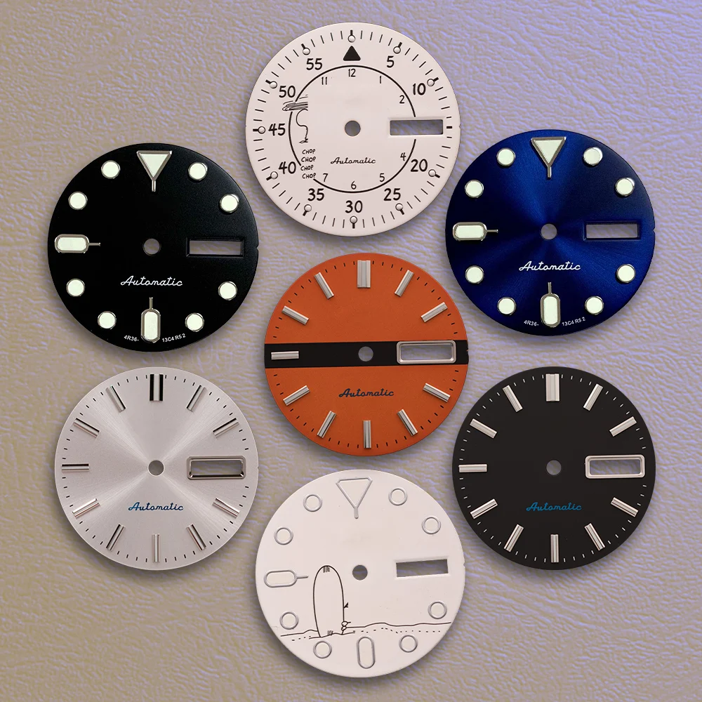 Best sellers 28.5mm S Logo Silver Automatic Dial Green Noctilucentnt Fit NH36 Movement Watch Modification Accessories