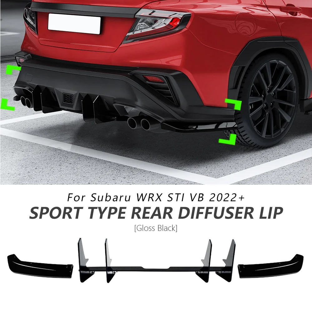 

Rear Diffuser For Subaru WRX STI VB 2022+ Glossy Black Sport 5PCS Bumper Lip Spoiler Rear Lip Accessories Car Update Body Tuning