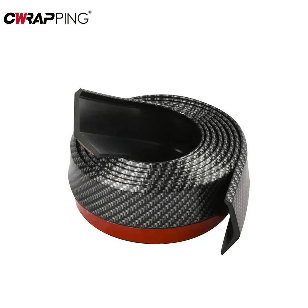 Universal Car Front Bumpers Anti Collision Strips Carbon Fiber Rubber Strip Car Front Bumper Lip for Car Lip Skirt Protector