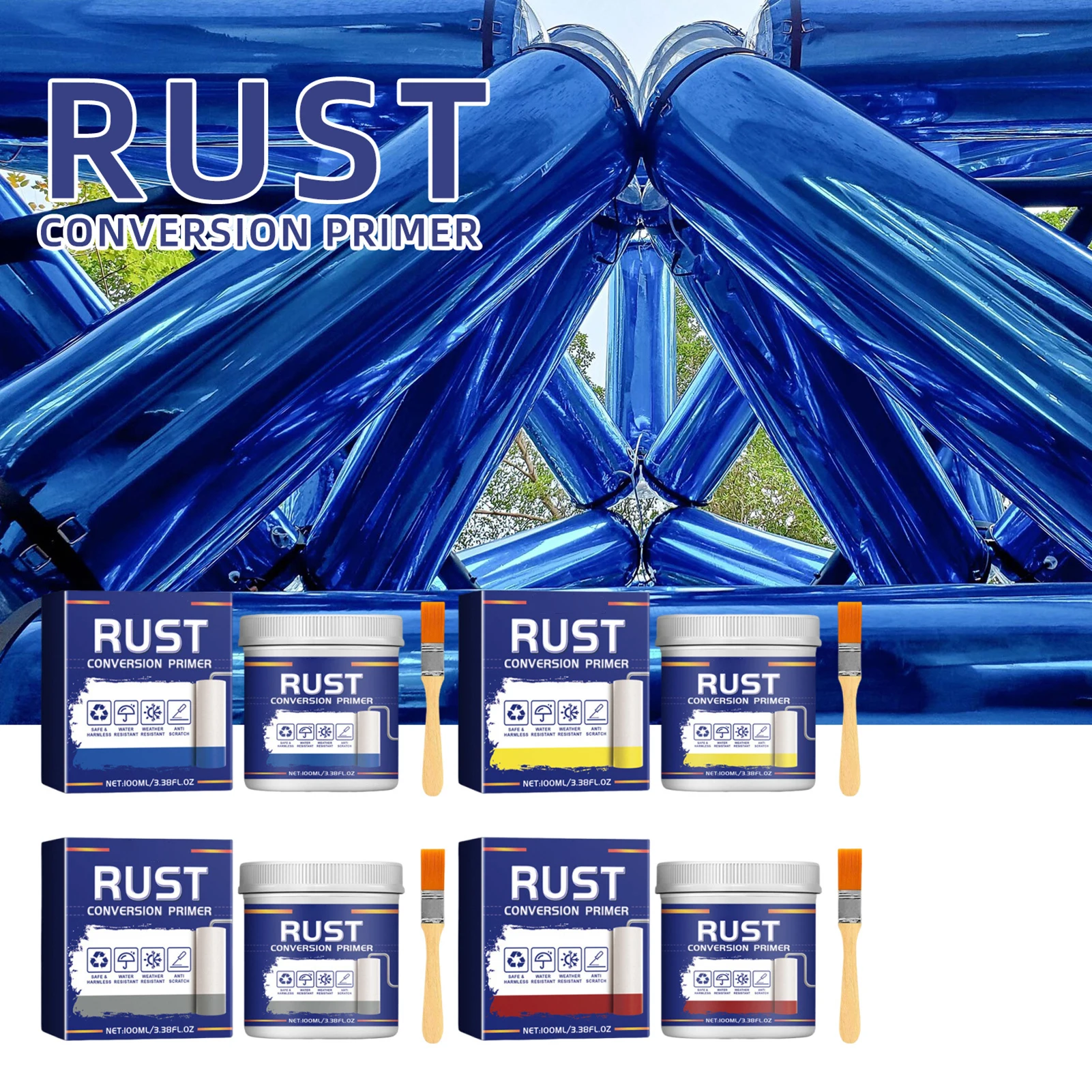 

100 мл быстросохнущая краска-преобразователь ржавчины с кистью для заборов и промышленного оборудования