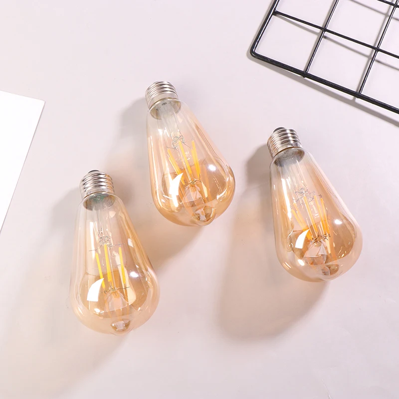 ST64 4W 6W 8W LED Filament Light Bulbs Vintage Gold Glass Appearance Art Lights Dimmable 2700K 360 Degree Energy Lamps