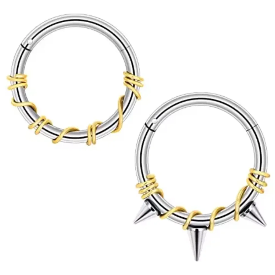 2 Stück Edelstahl 16G Septum Nasenloch Conch Knorpel Hoop Helix Daith Nasenpiercing Tragus Schmuck für Damen Herren 8/10 mm – Detail 15