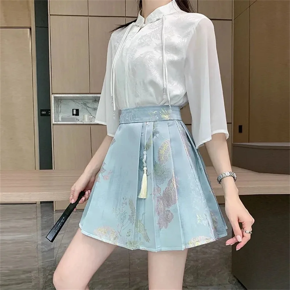 New Chinese Style Work Clothes Women's Horse Skirt Suit Chinese Style Cheongsam National Tide High Waist Skirt Skirts for Women