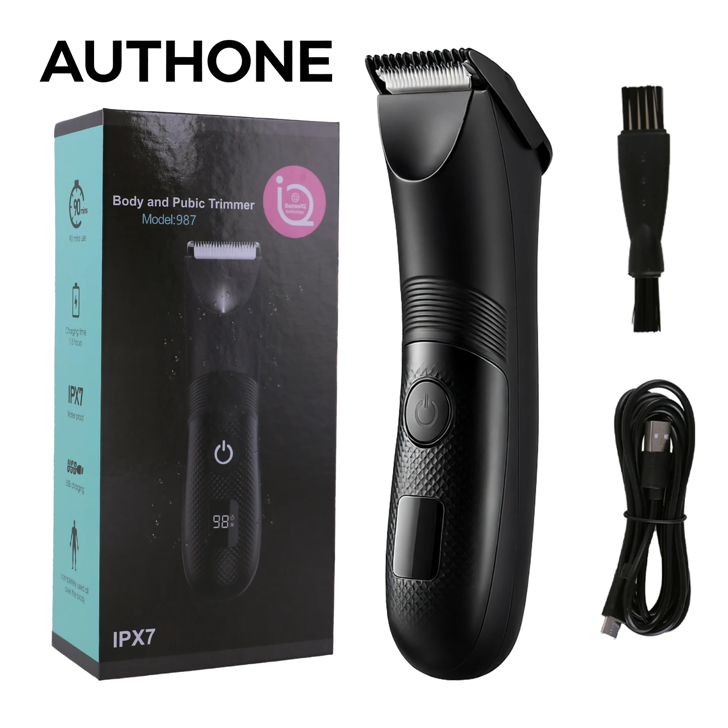 Electric Trimmer for Men's Groin Hair: Versatile Body Groomer and Waterproof Pubic Hair Trimmer with Replaceable Ceramic Blade