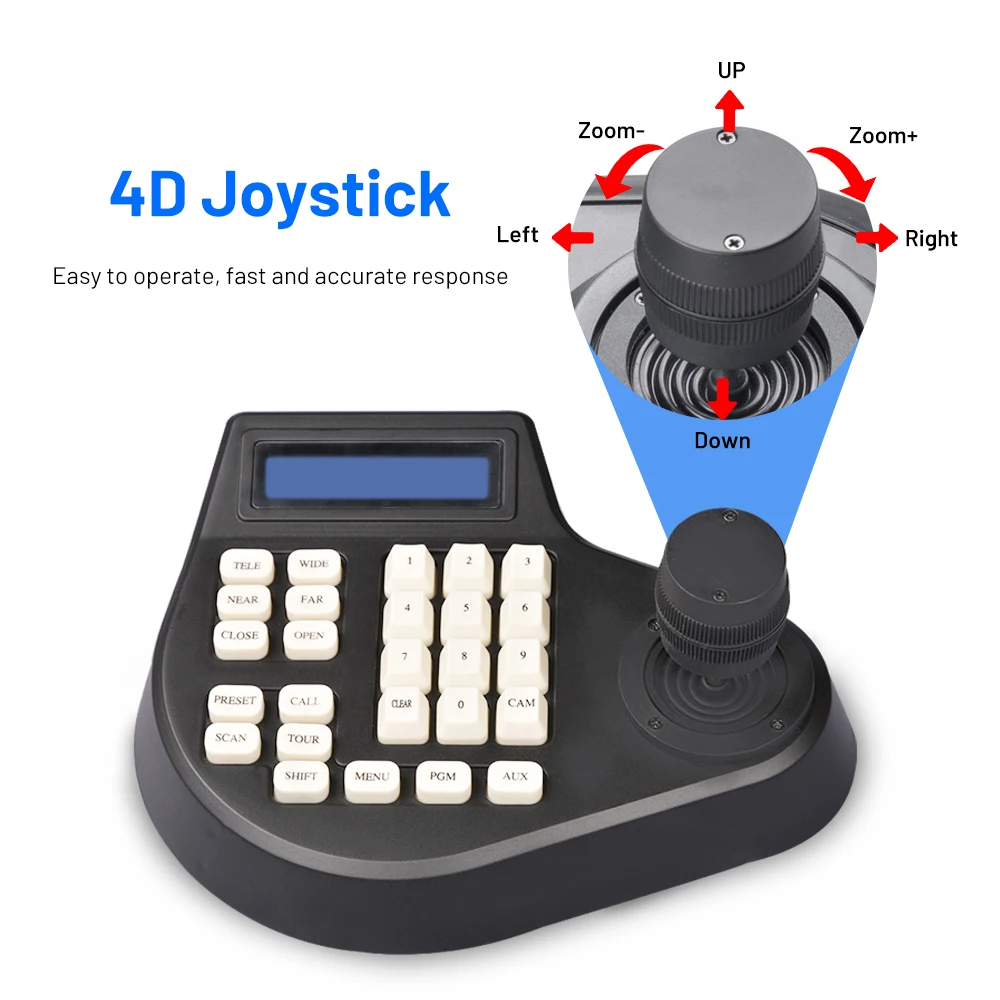 Security 3D 3 Axis Joystick Keyboard Controller PELCO-D/P W/LCD Display For RS485 Analog AHD CCTV Speed Dome PTZ Camera